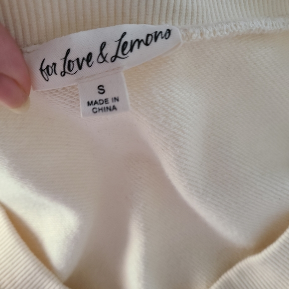 For Love & Lemons Ivory Cropped Sweatshirt - Picture 5 of 8